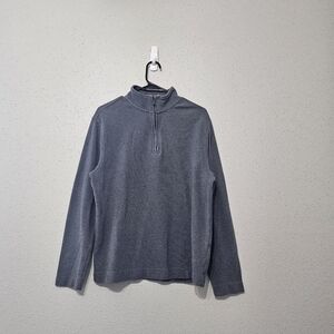 Van Heusen Flex 1/4 Zip Sweater Mens M Gray Lightweight Classic Fit Pullover